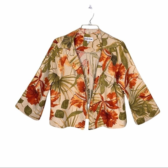 Andre’ Oliver Linen Open Front Blazer - Picture 1 of 9